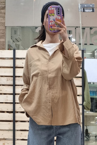 شومیز طرح پری قد ۷۰ استین بلند نخودی