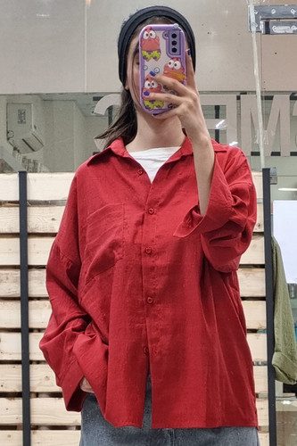 شومیز طرح پری قد ۷۰ استین بلند قرمز