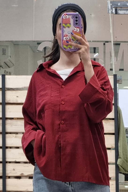 شومیز طرح پری قد ۷۰ استین بلند زرشکی