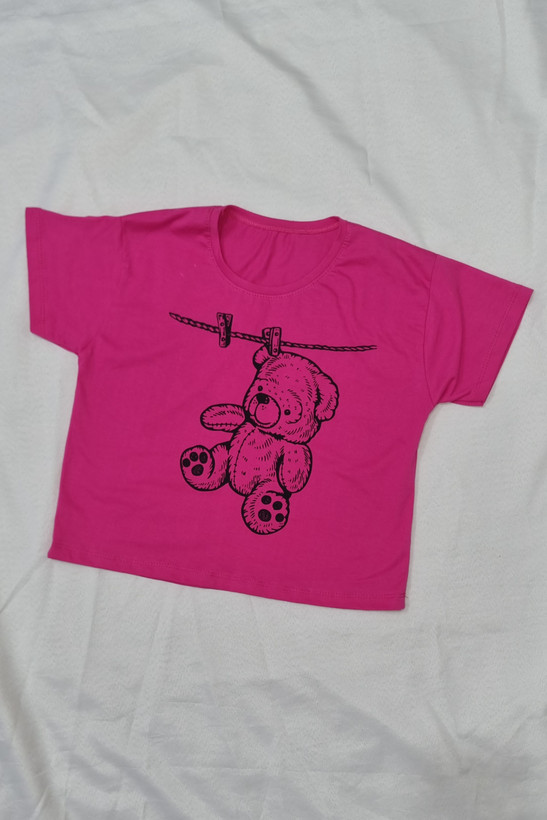 کراپ تیشرت طرحدار فری سایز