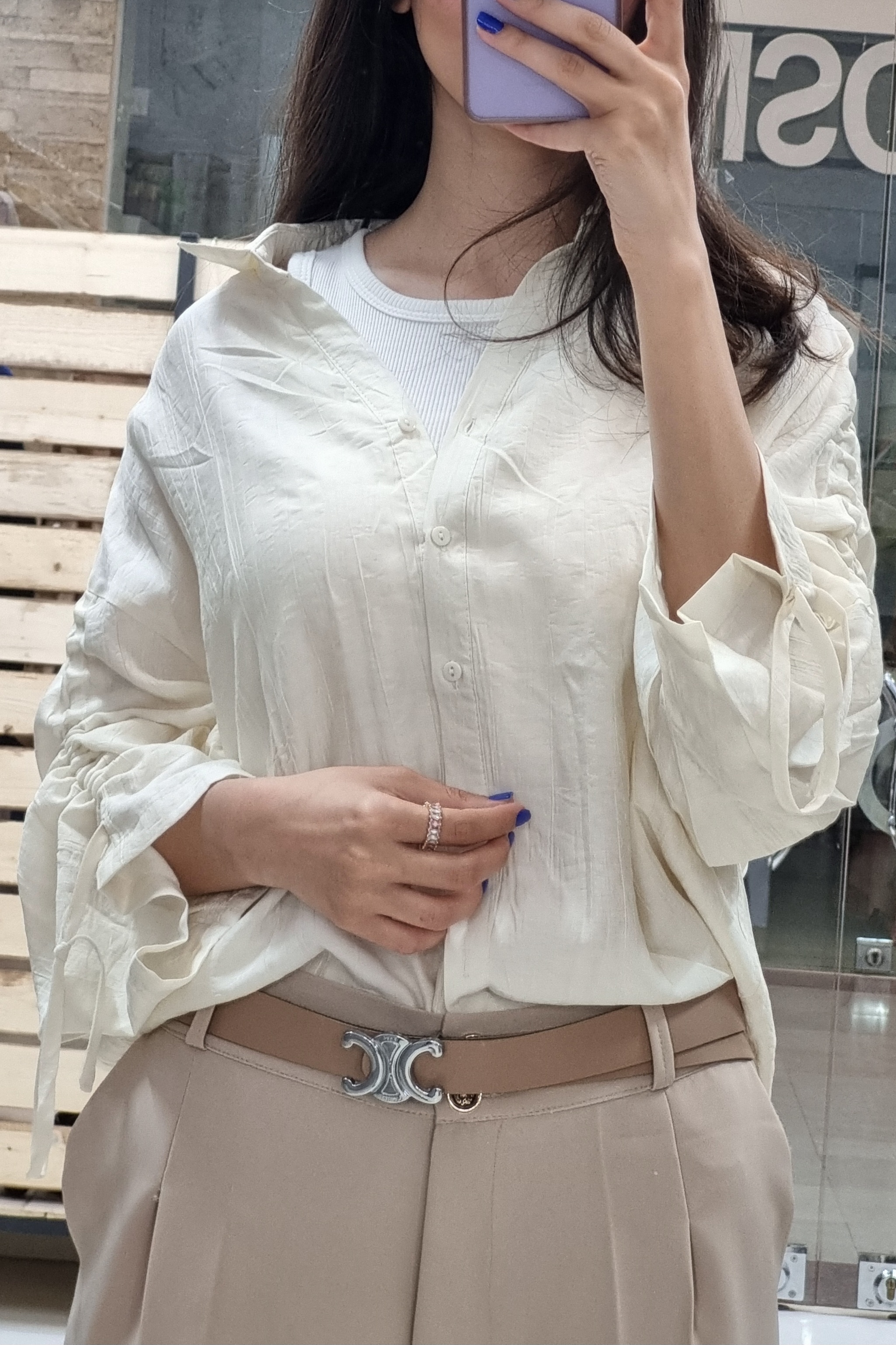 شومیز وارداتی آستین گت شیری