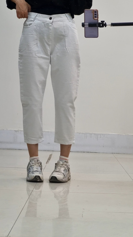 شلوار مام فیت سفید قد۸۸