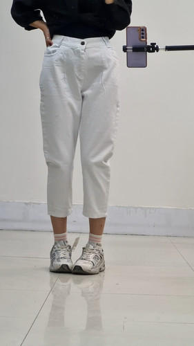 شلوار مام فیت سفید قد۸۸