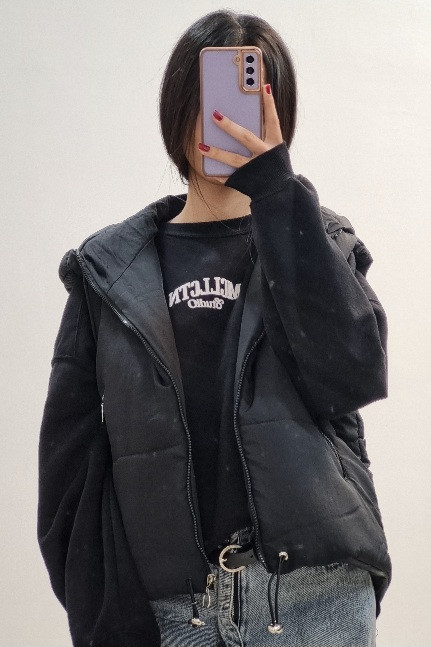 پافر آستردار کلاه دار قد۵۵ مشکی