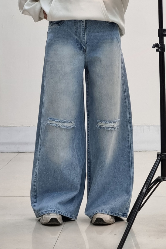 شلوار فول بگ زانو زاپ قد۱۱۰