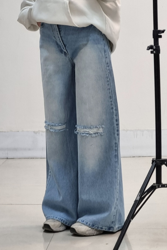 شلوار بگ یخی زانوزاپ قد۱۱۰