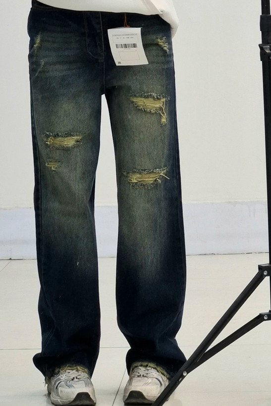 شلوار نیم بگ آبی تیره