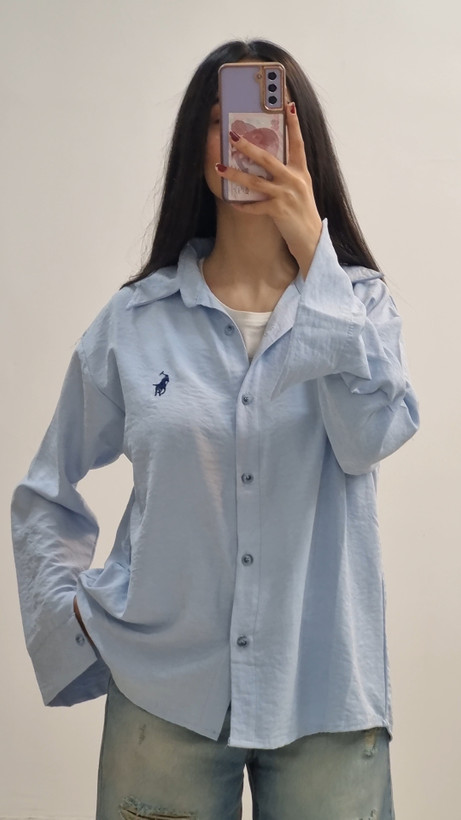 شومیز سیلک آبی روشن