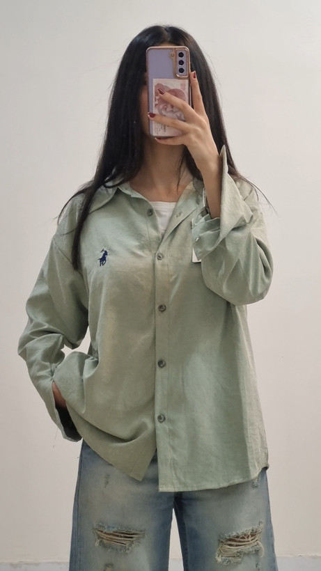 شومیز سیلک سبز پسته ای